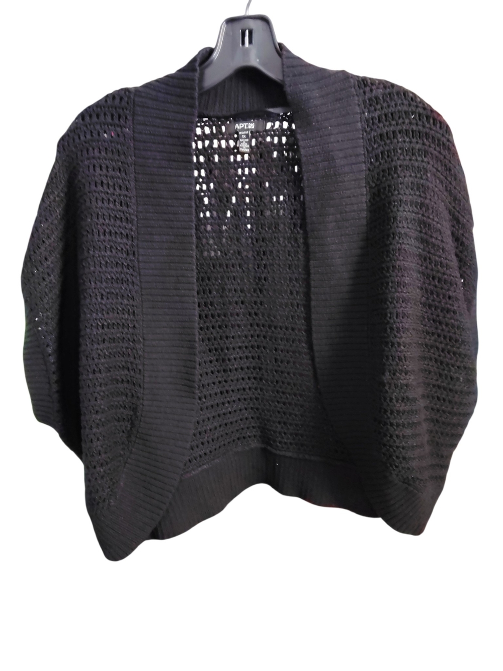 Apt. 9 Black Open-Weave Cropped Cardigan